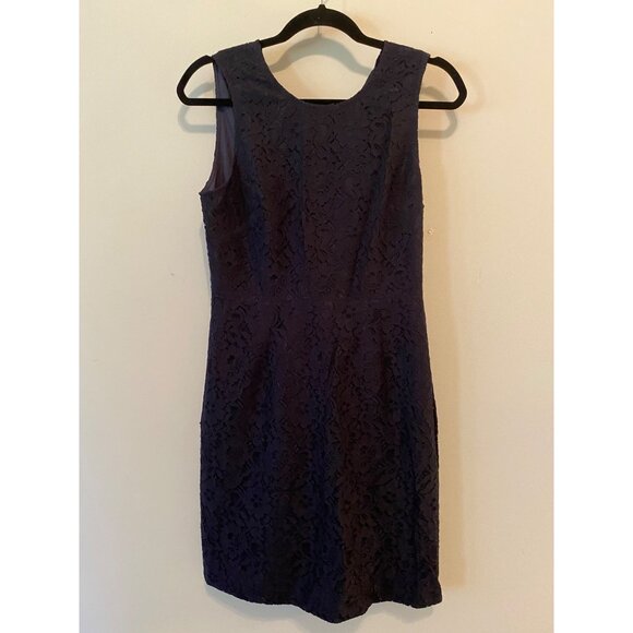 J.Crew Navy Lace Sleeveless Sheath Dress Size 6 Petite - Picture 1 of 10